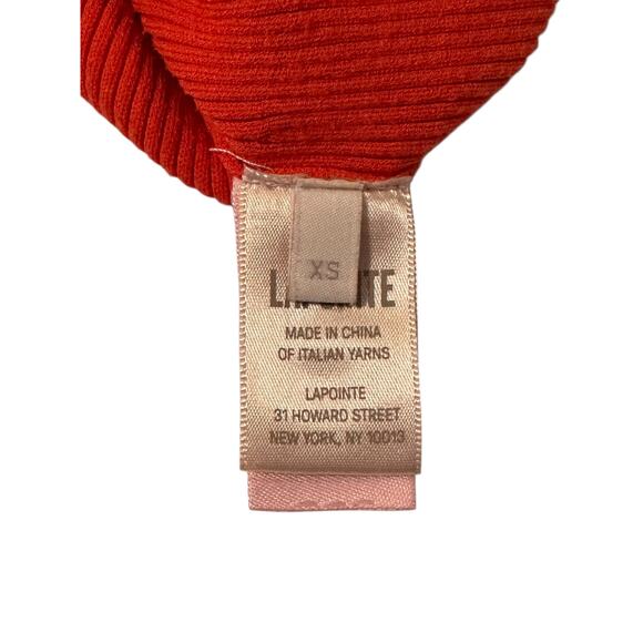 LAPOINTE One Shoulder Rib Knit Orange Midi Designer Dress XS Wedding Vacation - Picture 5 of 10